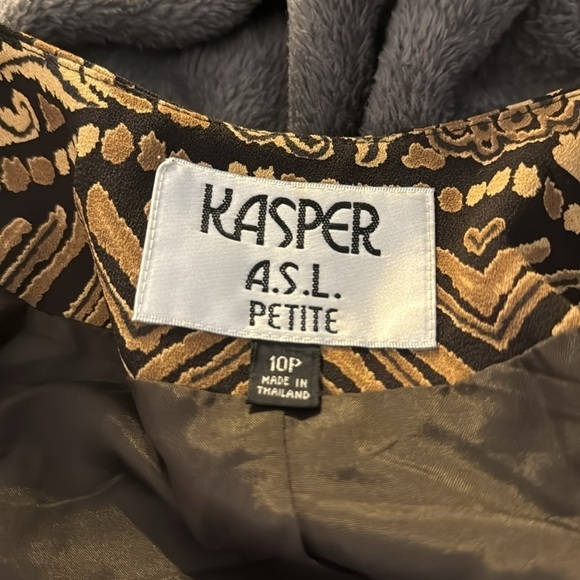 KASPER A.S.L Petite Brown Print Vintage Button Up Blazer - Size 10 Petite - Picture 8 of 9